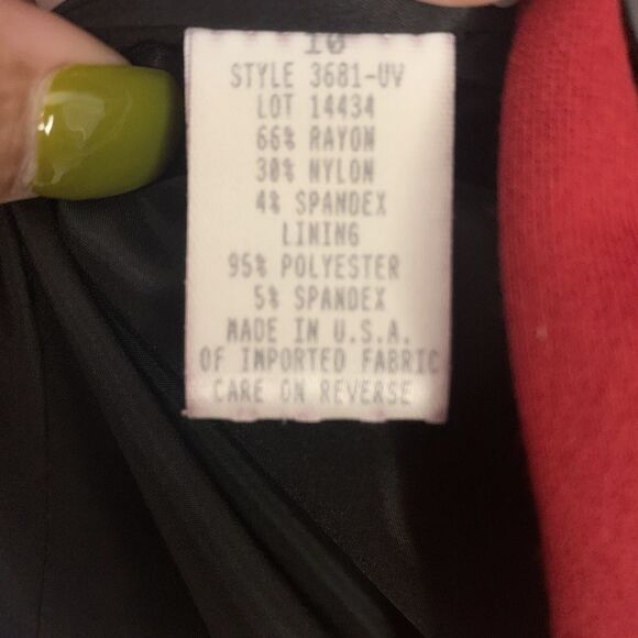 Donna Degnan Blazer Jacket size 10 Red Button Lined Stretch Made In USA Career - Picture 6 of 7